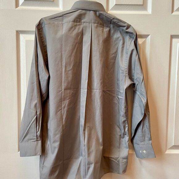 GRAY POPLIN WRINKLE FREE LONG SLEEVE SHIRT BY VANHEUSEN 16 1/2 32/33 - Picture 4 of 4